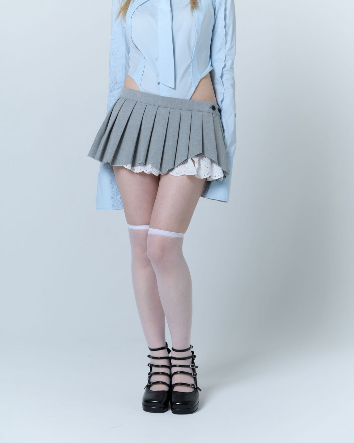 Destroyed Micro Mini Skirt (Gray)