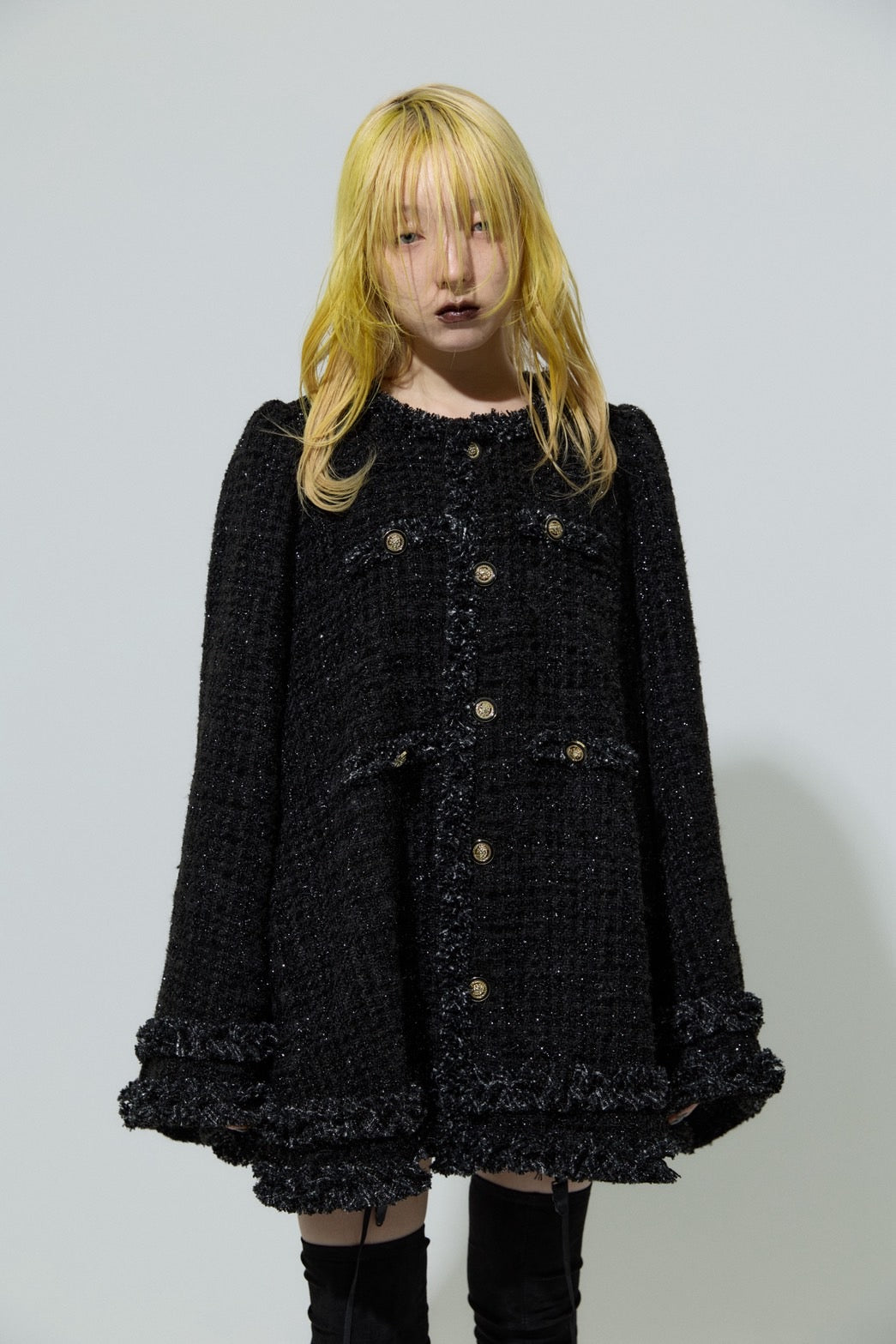 Tweed Bell Dress(Black)