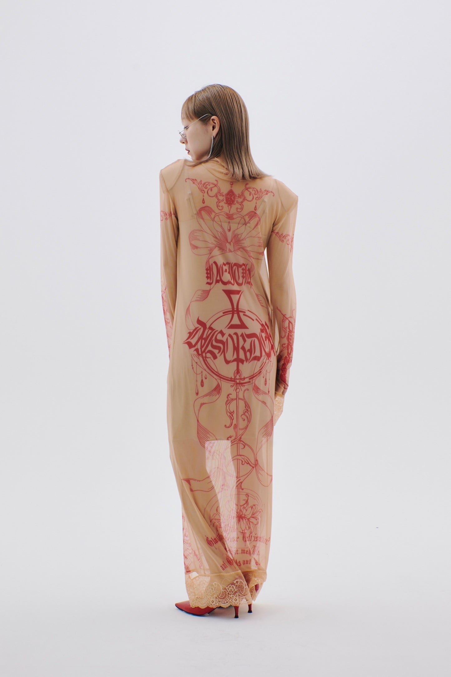 Armed Second Skin Dress #2(Beige×Red)