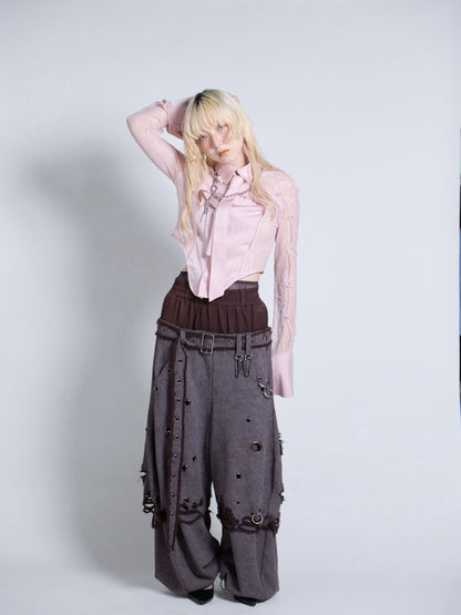 Pierced Lingerie Shirt(Pink)