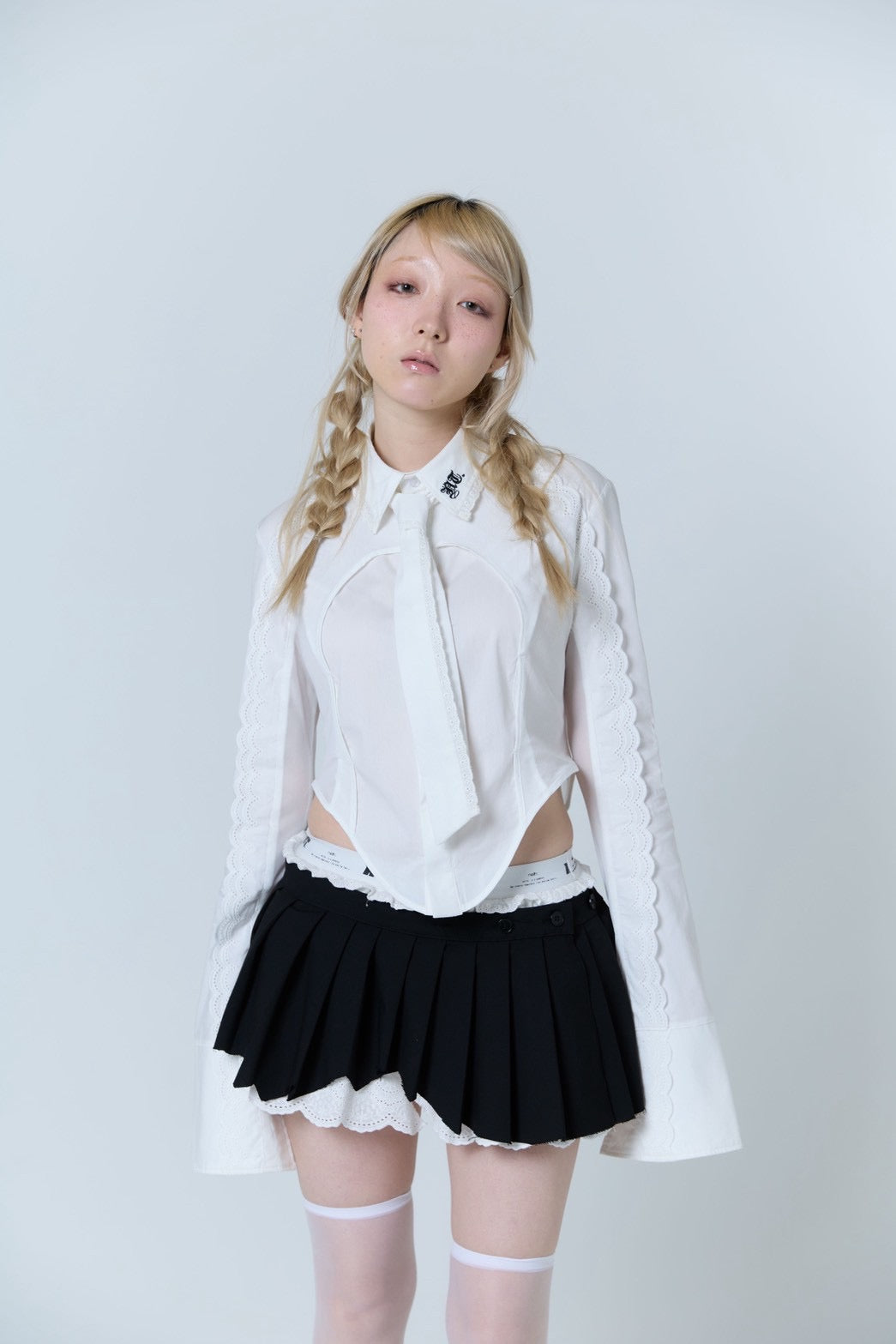 Handkerchief Tied Shirt (White)