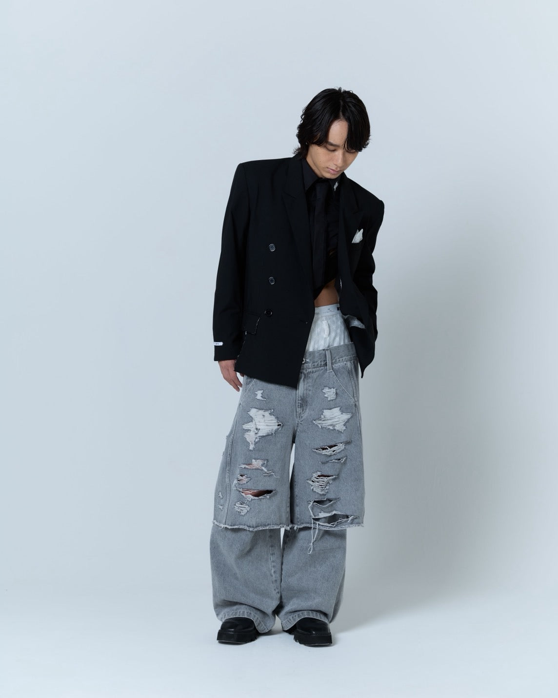 Destroyed Pocket Chief Jacket (Black）