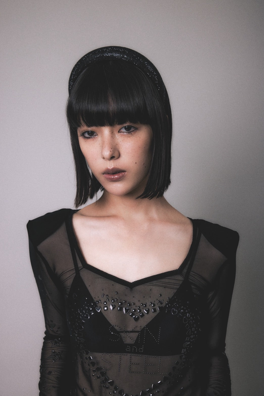 Metallic Sparkle Skin Top(Black)