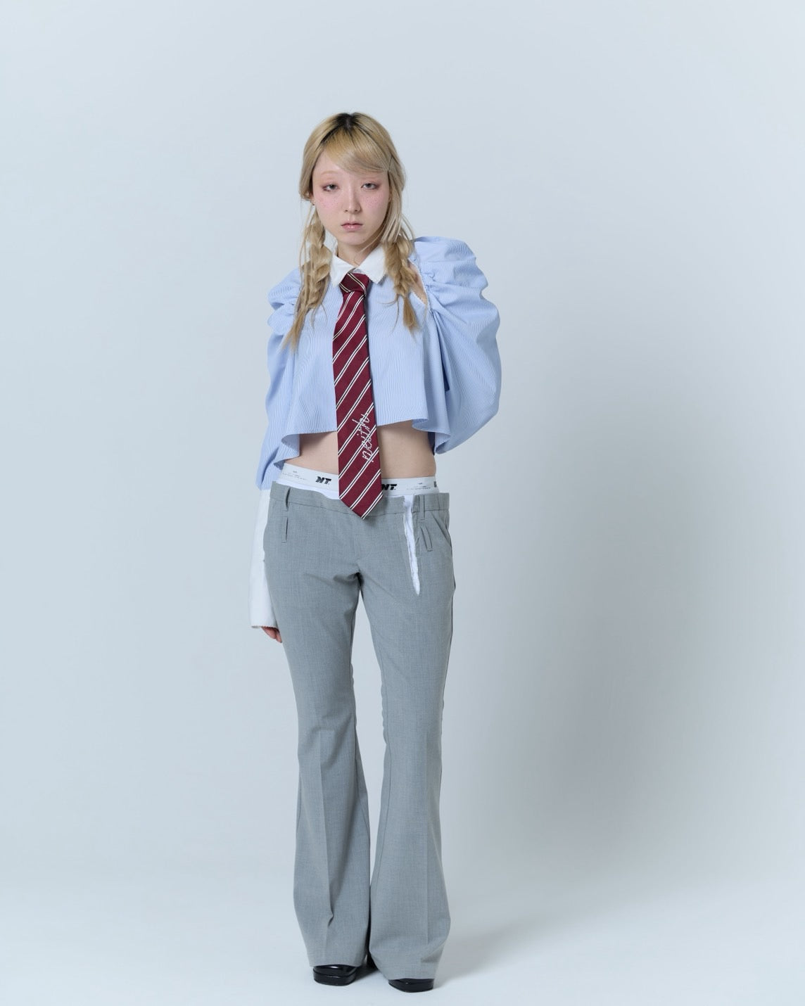 【Last1】Destroyed Flare Trousers (Gray）