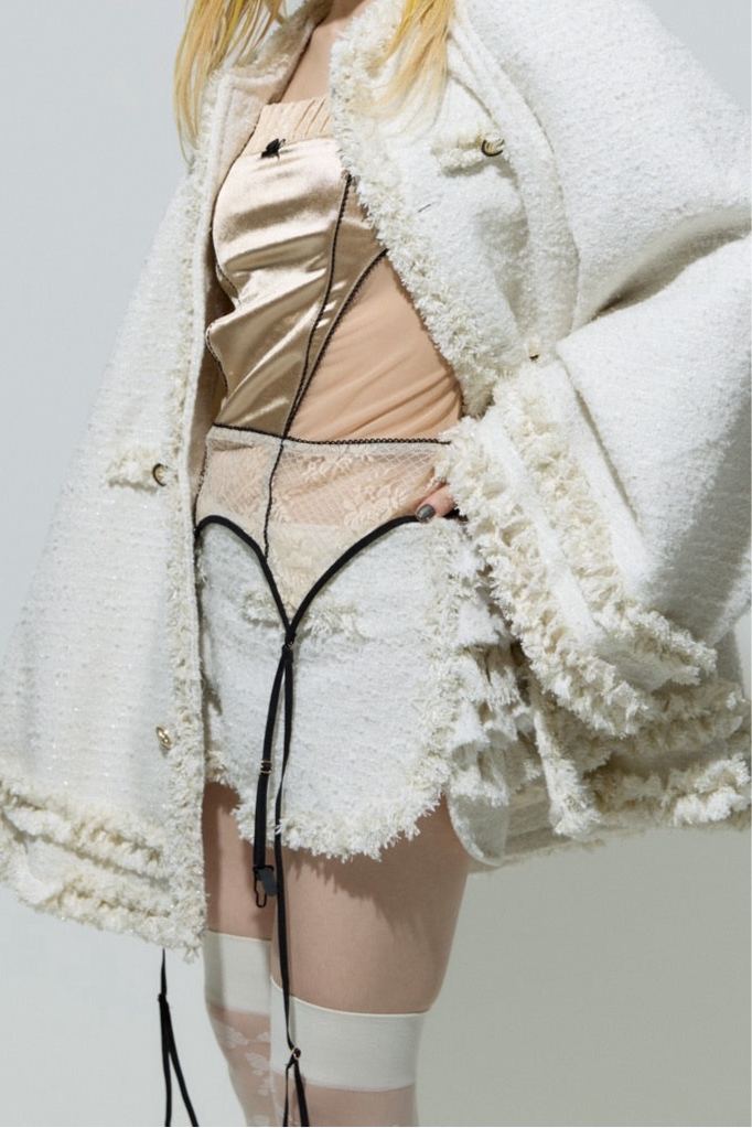 Tweed Frill Running Pants(Ivory)