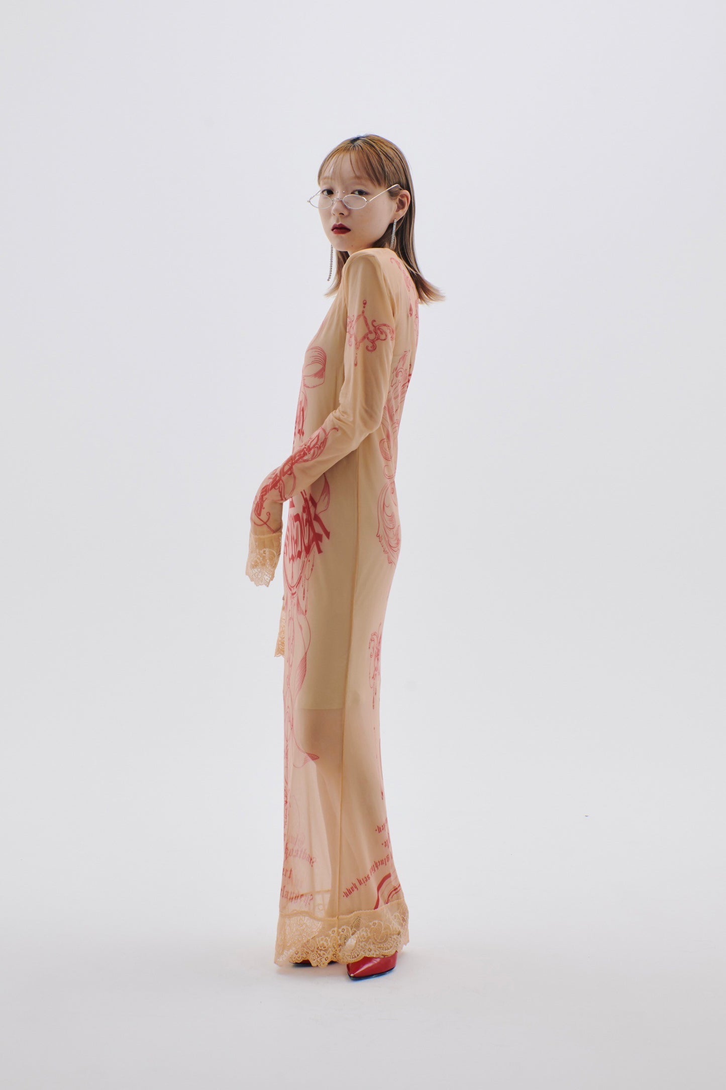 Armed Second Skin Dress #2(Beige×Red)