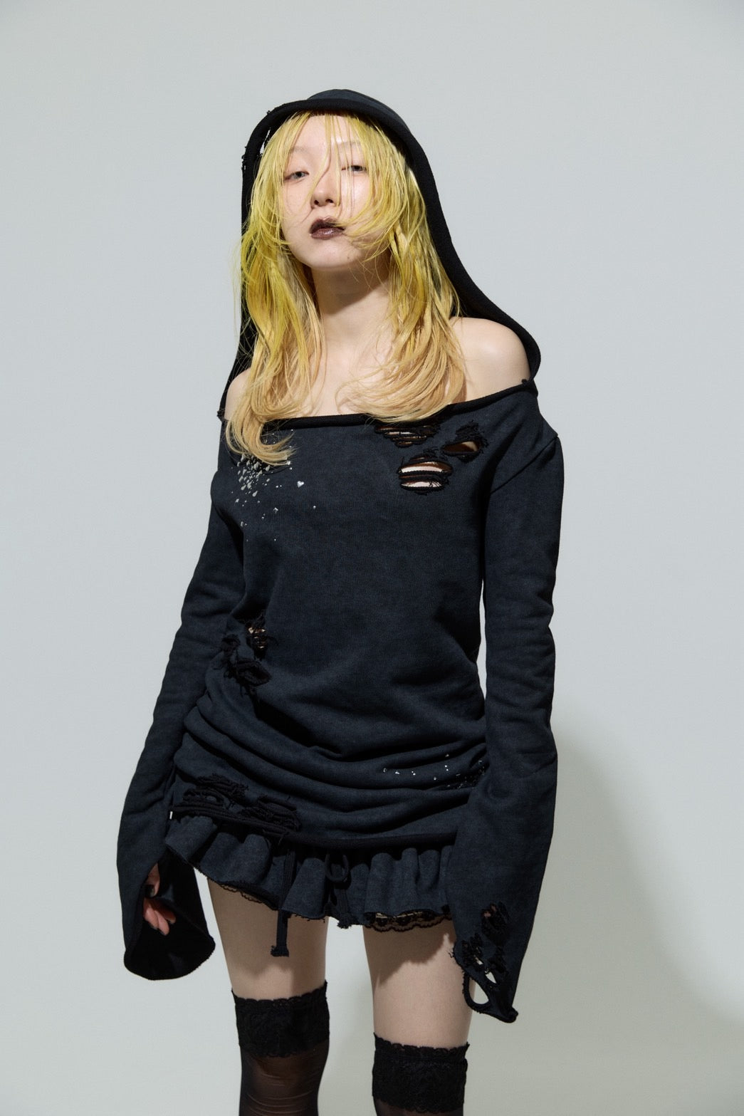 Love Veil Sweat Dress(Black)