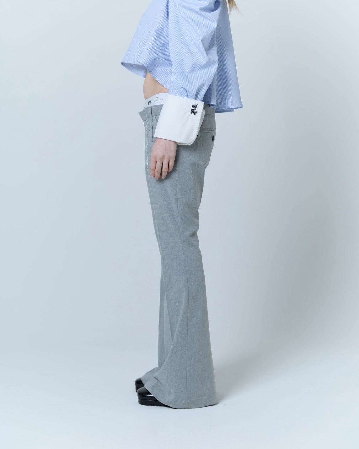 【Last1】Destroyed Flare Trousers (Gray）