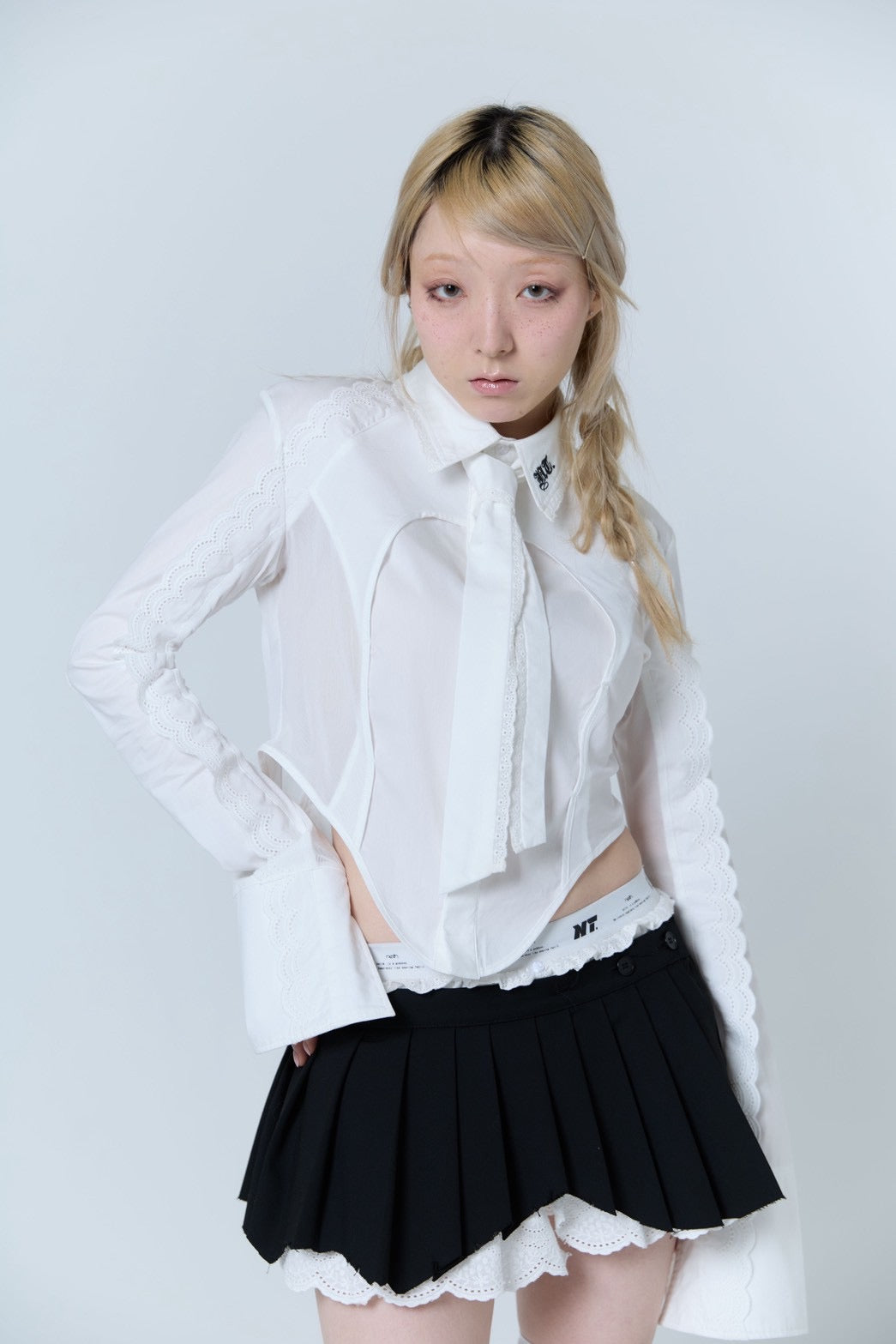 Handkerchief Tied Shirt (White)