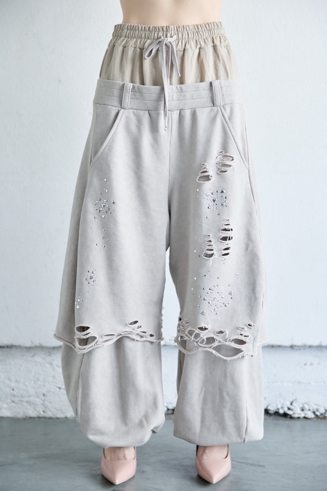 Meteor Low-rise Sweat Pants(Beige)