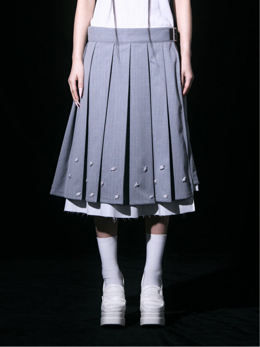 【Last2】Rose Pleats Skirt Pants(Gray)