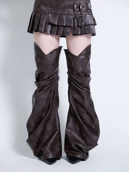 Curve Leather Leg Cover(Brown)