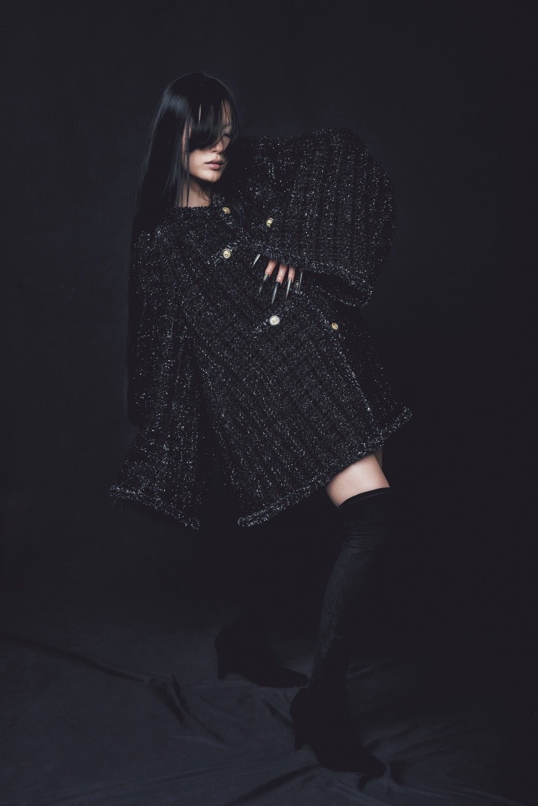 Tweed Bell Dress(Black)