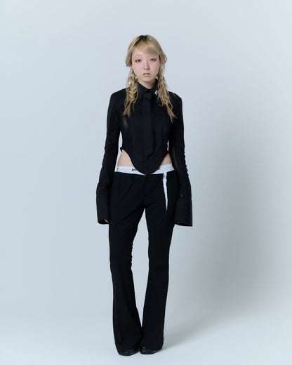 Destroyed Flare Trousers (Black)