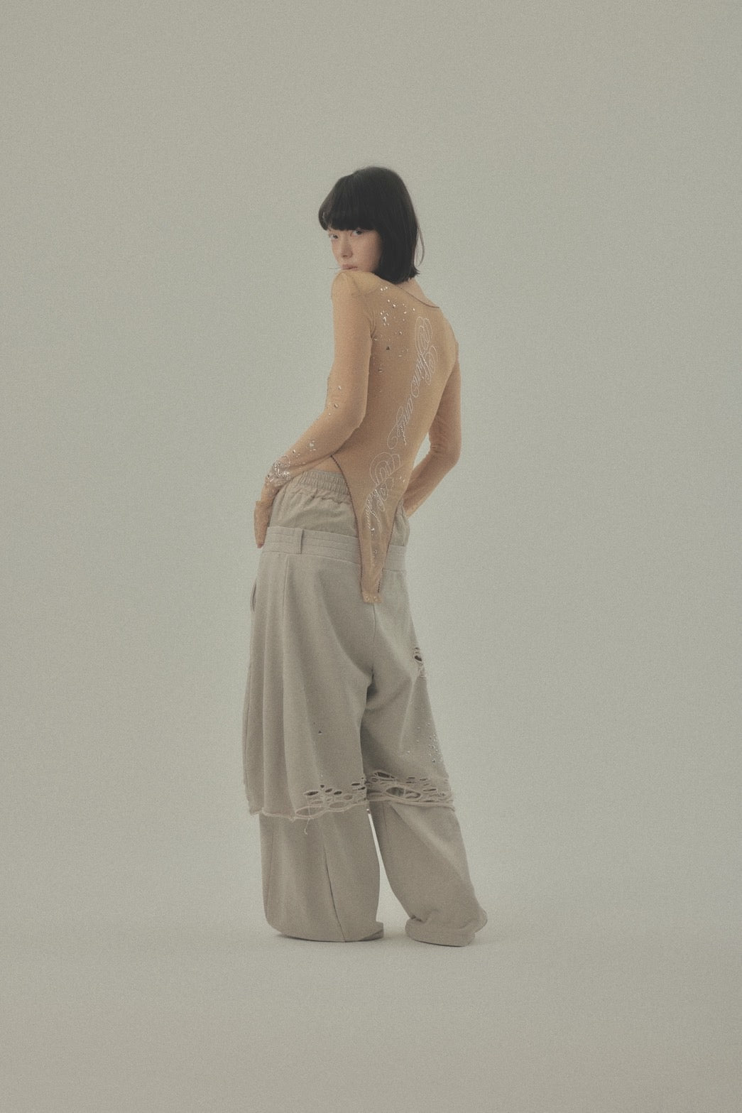 Metallic Sparkle Skin Top(Beige)