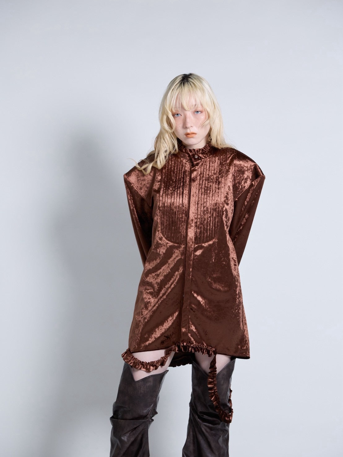 【9月下旬】Velvet Shirt(Brown)