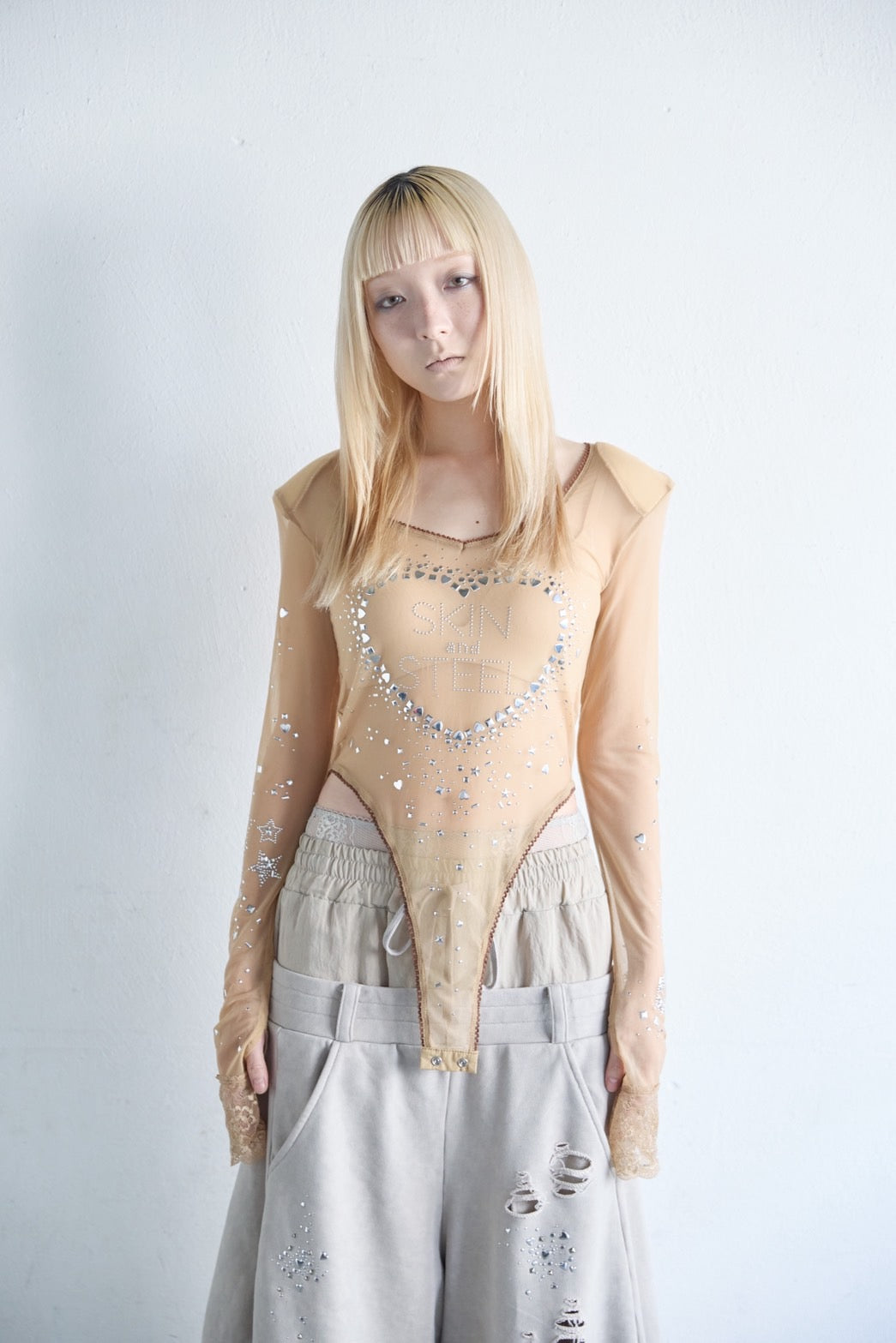 Metallic Sparkle Skin Top(Beige)