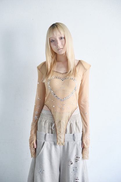 Metallic Sparkle Skin Top(Beige)