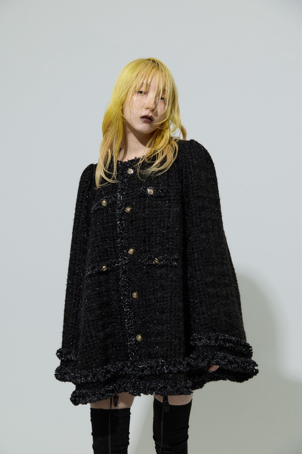 Tweed Bell Dress(Black)