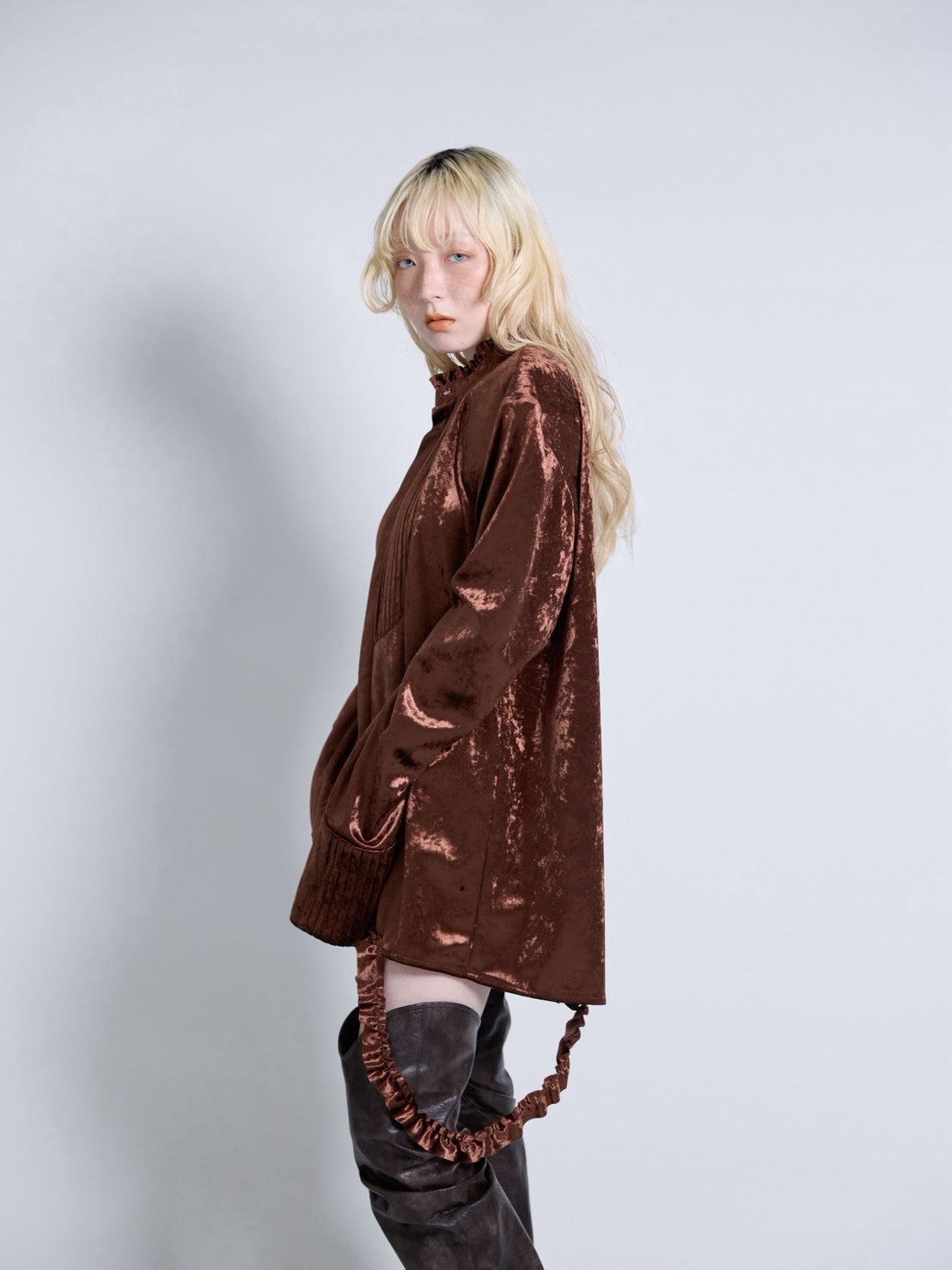 【9月下旬】Velvet Shirt(Brown)