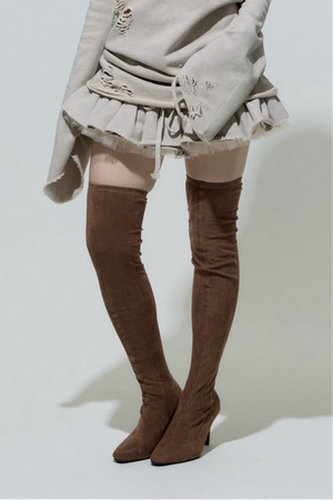 Suede Sock Boots (Beige)