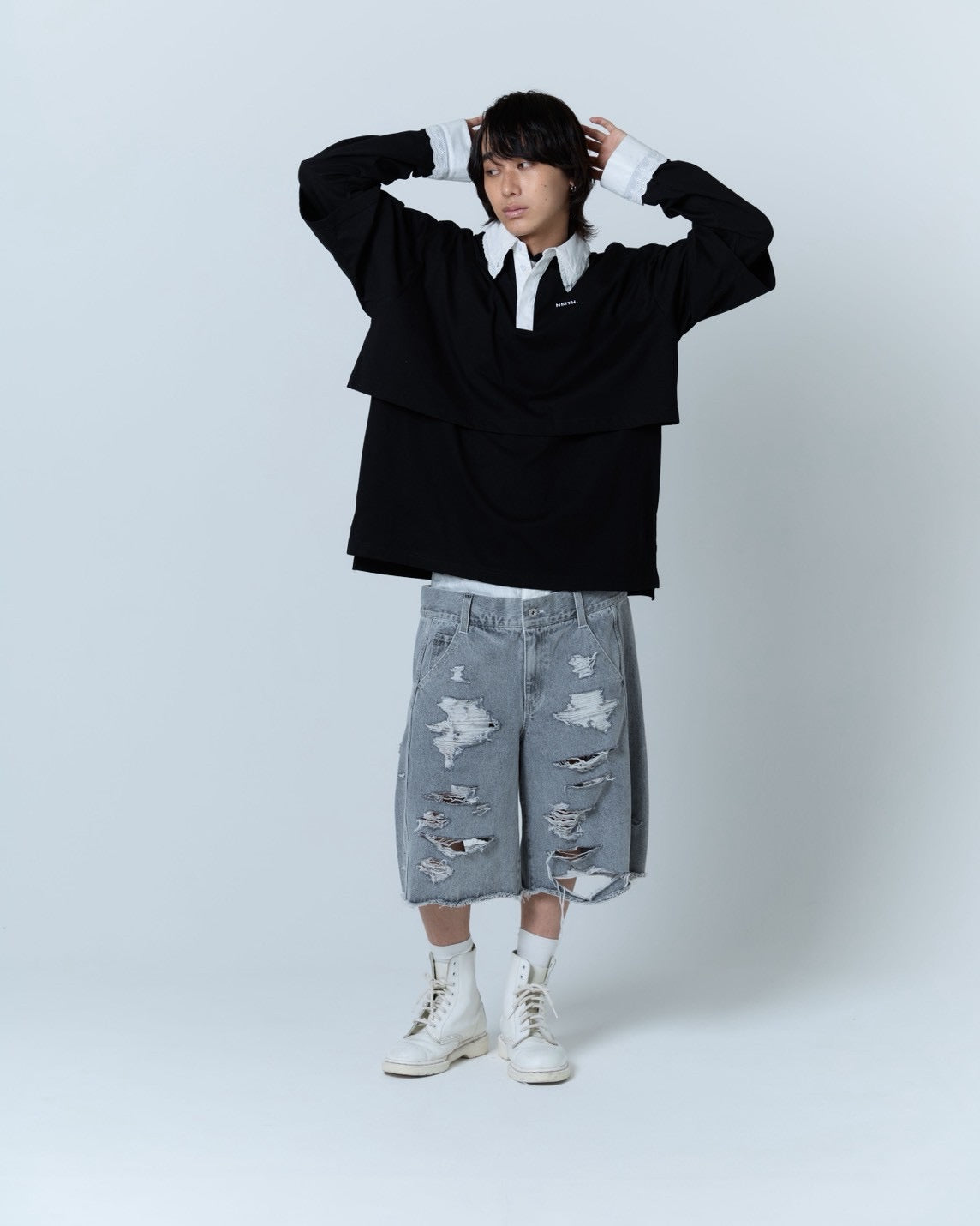 Destroyed Denim and Leg cover (Gray)