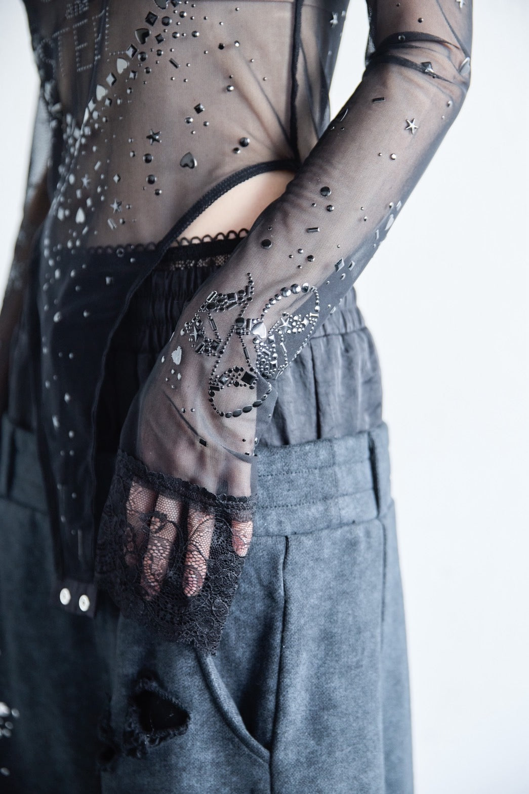 Metallic Sparkle Skin Top(Black)