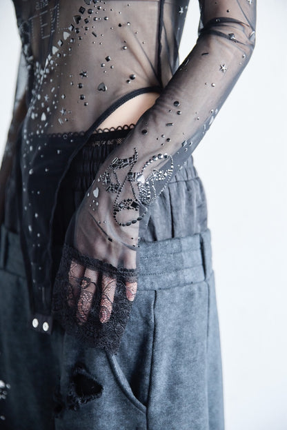 Metallic Sparkle Skin Top(Black)