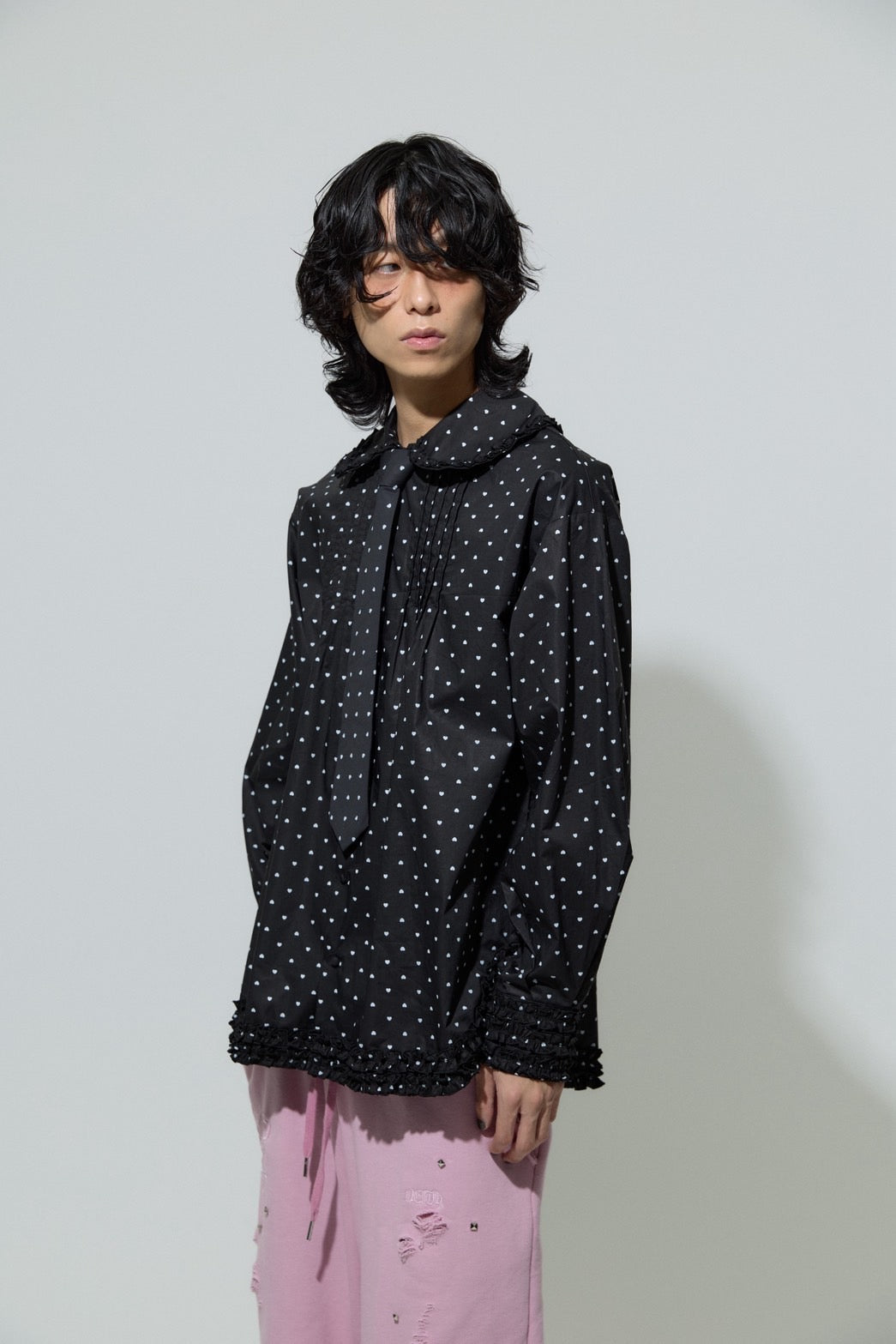 Love Dot Frill Shirt(Black)