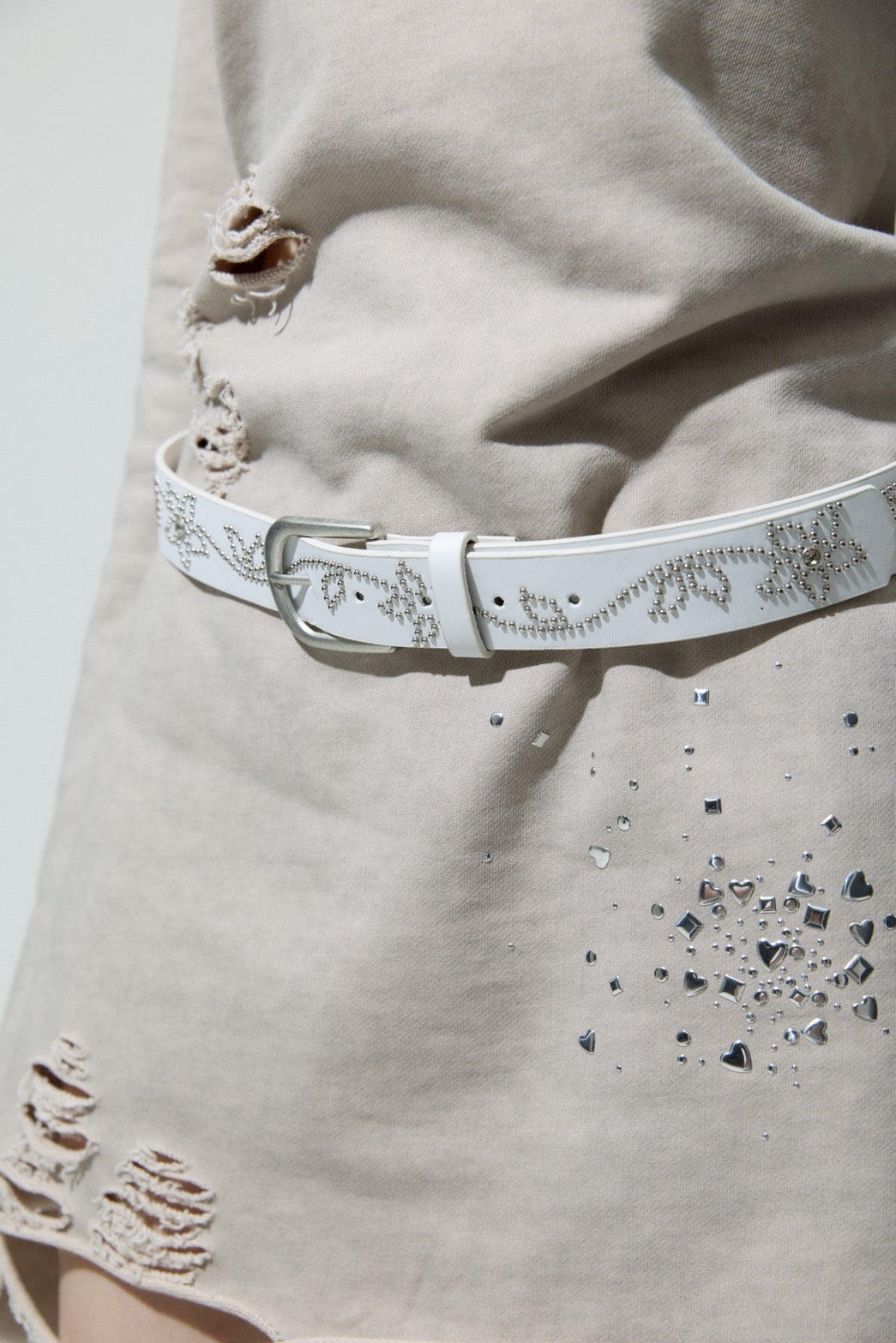 Flower Studs Belt(White)