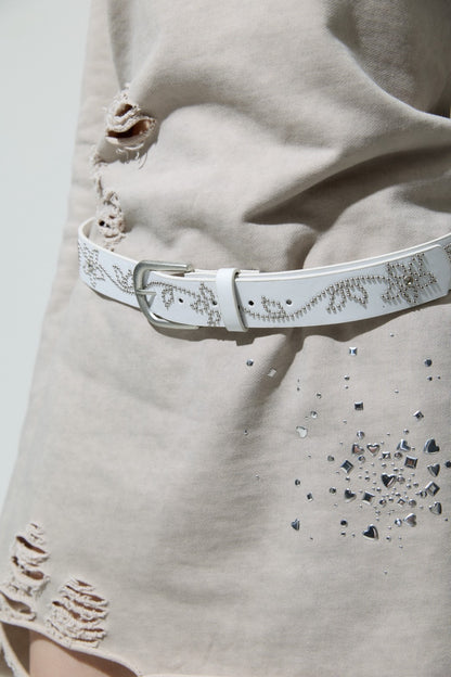 Flower Studs Belt(White)