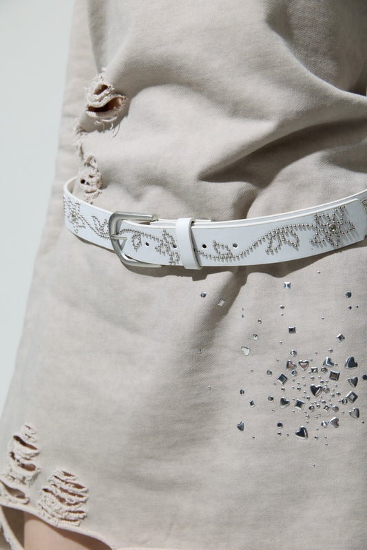 Flower Studs Belt(White)