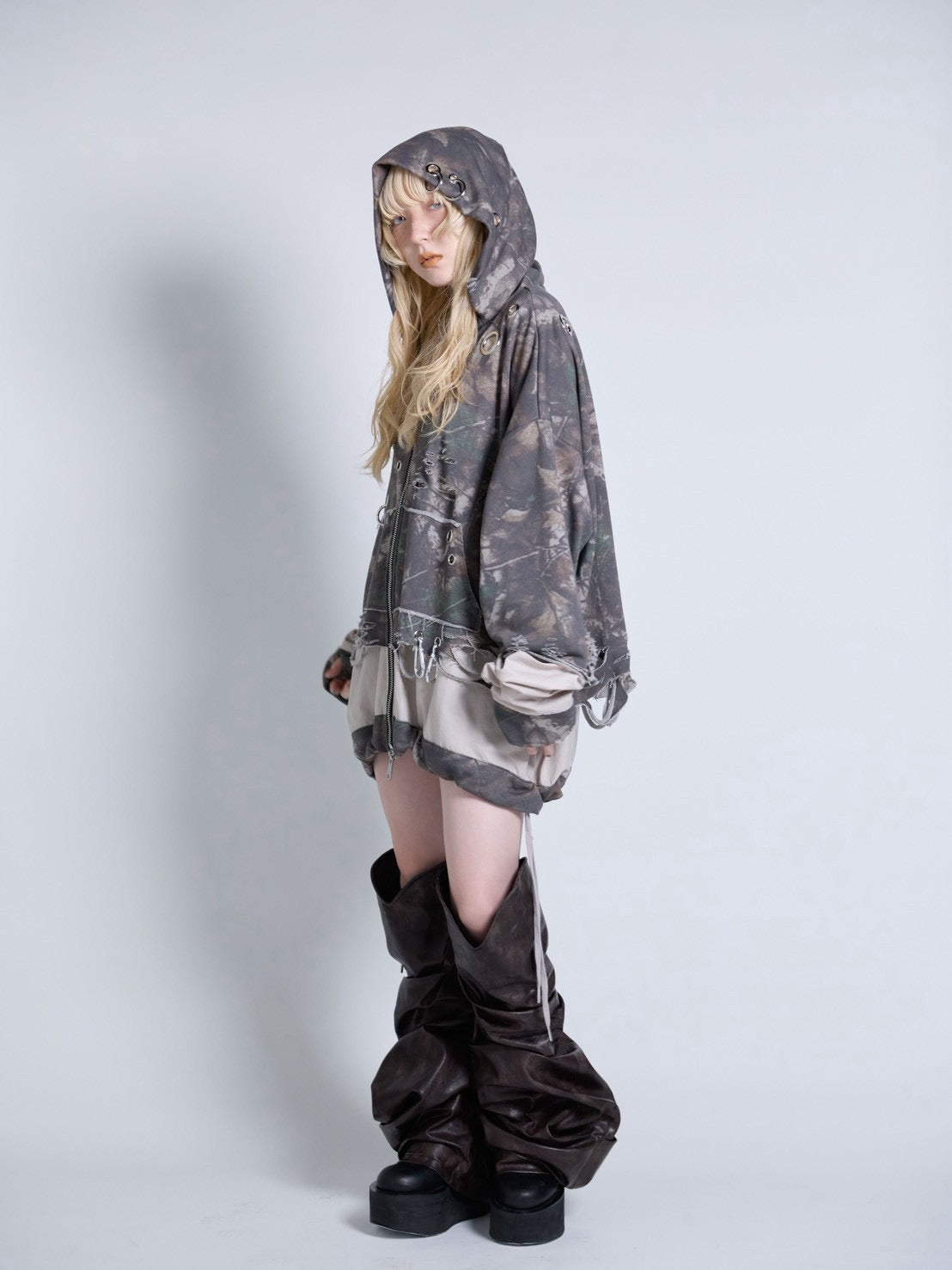 Curve Leather Leg Cover(Brown)