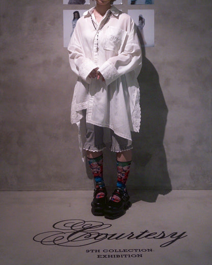 Handkerchief Shirt Dress (White)