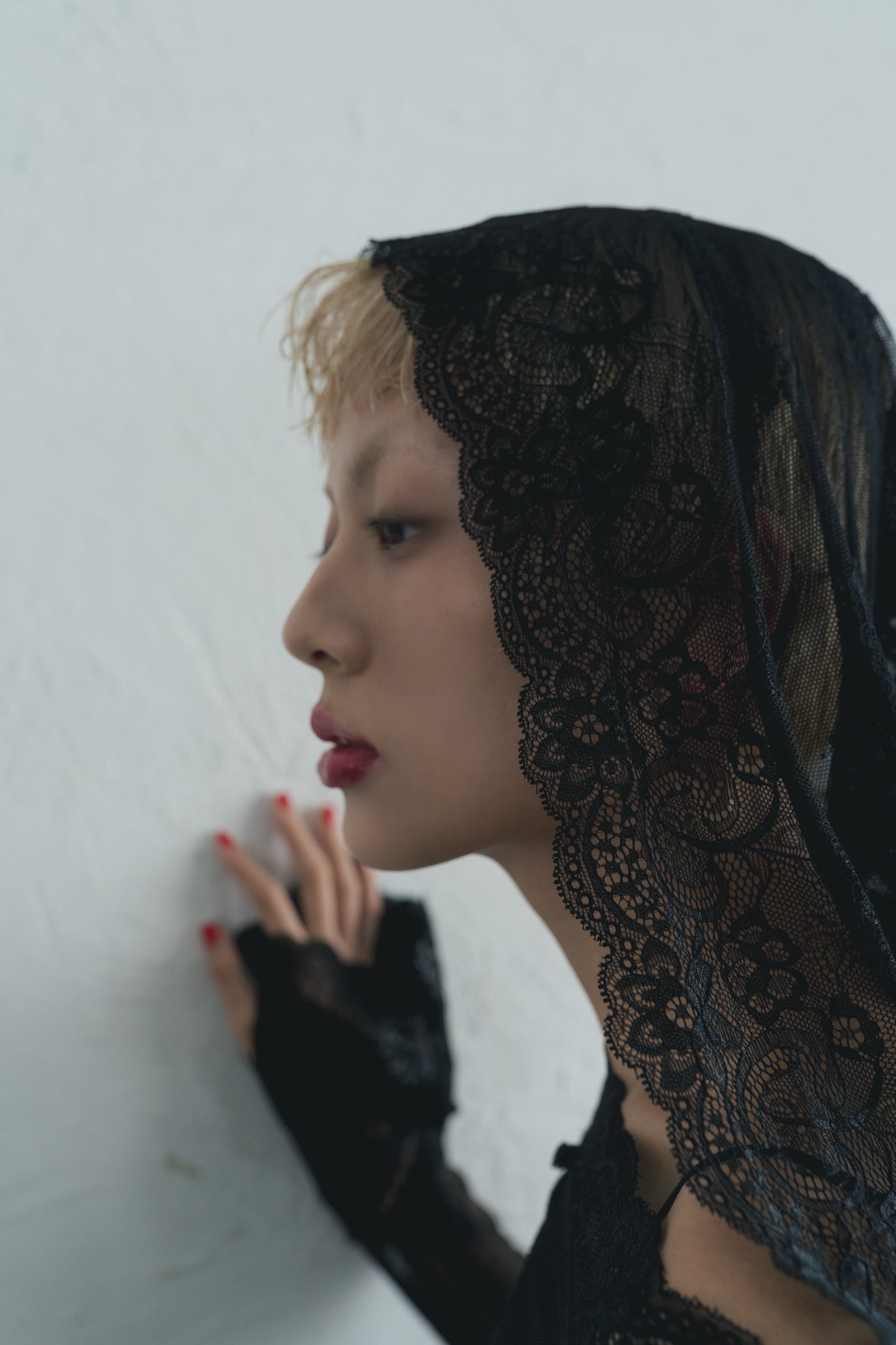 Veil Off-shoulder Dress(Black)