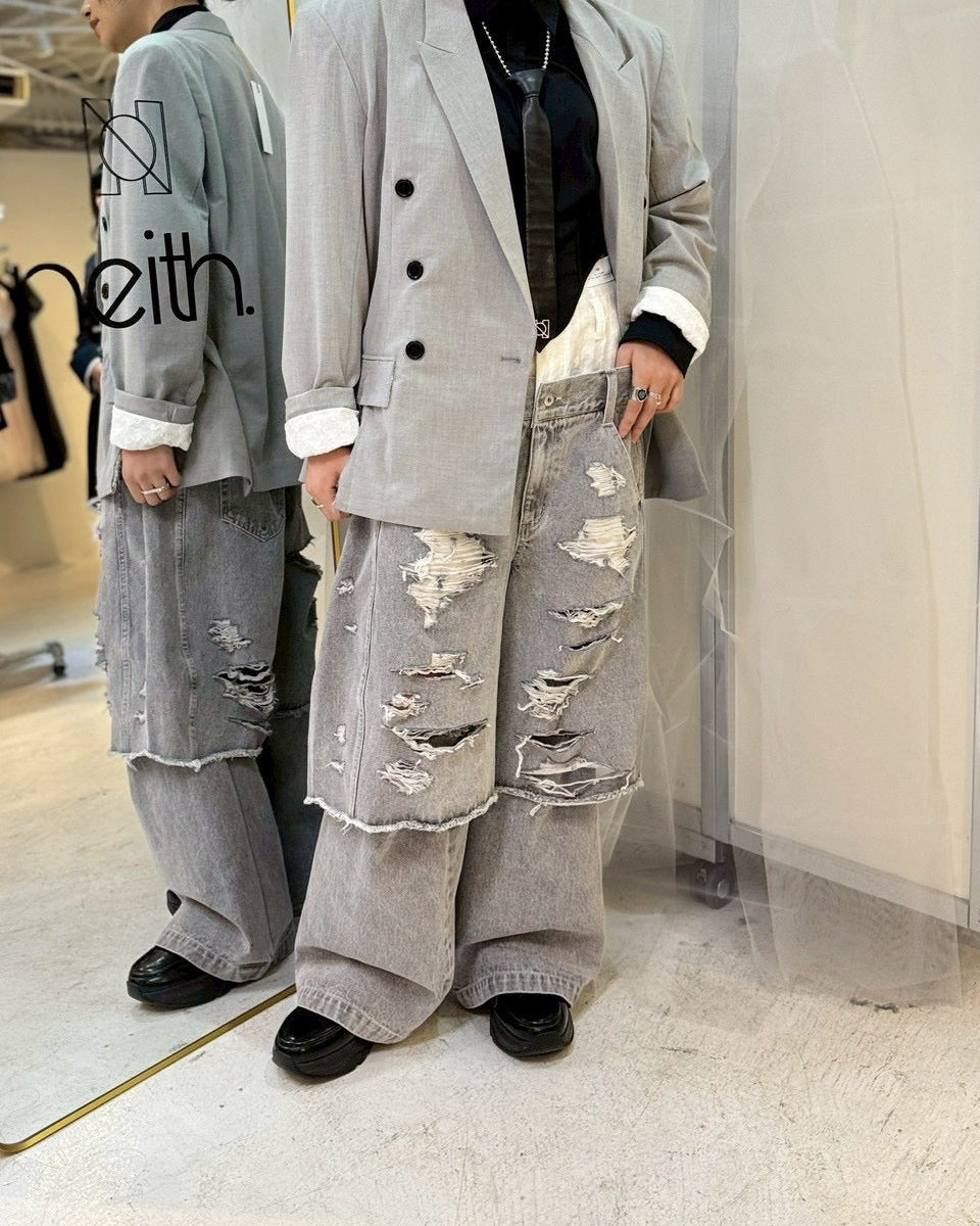 Destroyed Denim and Leg cover (Gray)