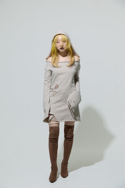 Love Veil Sweat Dress (Beige)