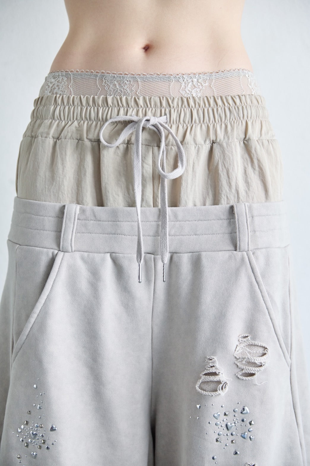 Meteor Low-rise Sweat Pants(Beige)