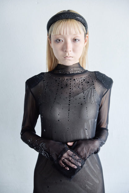 Metallic Sparkle Skin Dress(Black)