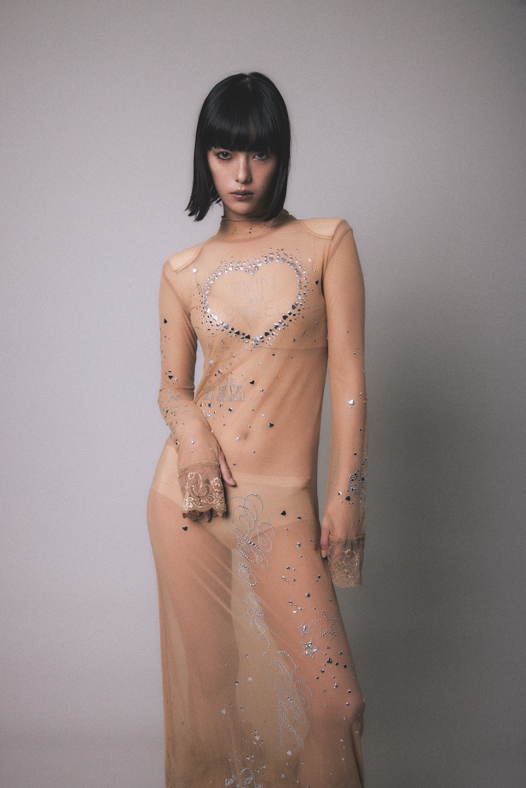 Metallic Sparkle Skin Dress(Beige)