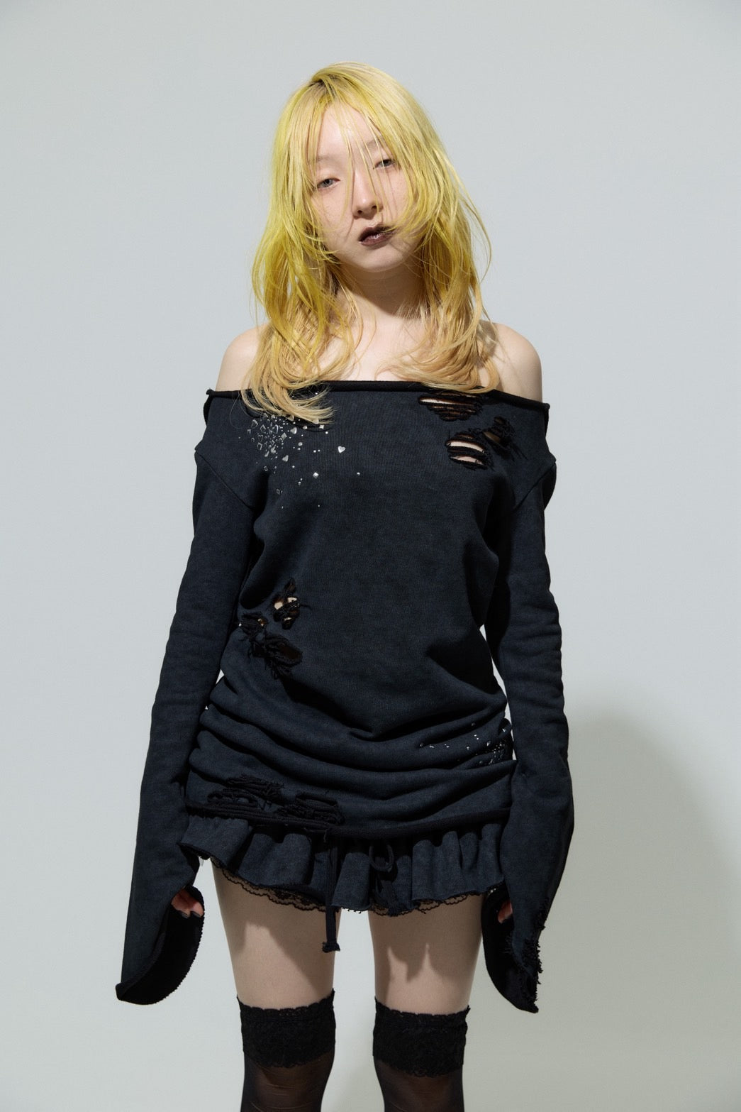 Love Veil Sweat Dress(Black)