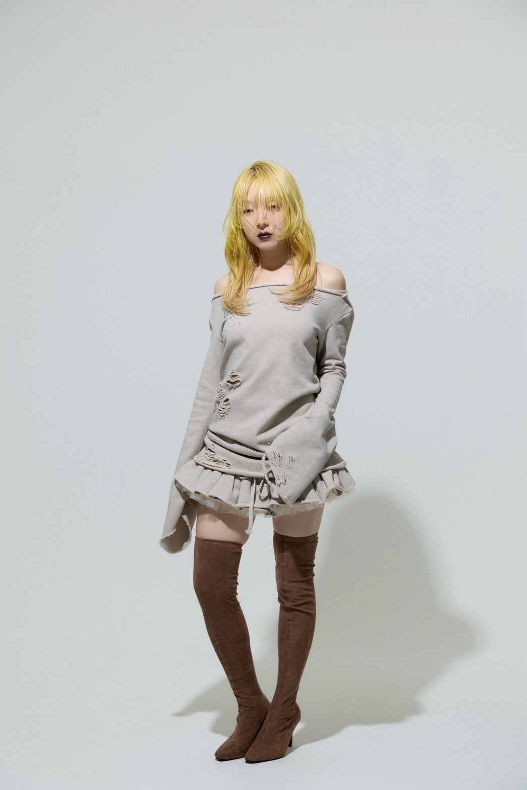Suede Socks Boots(Beige)