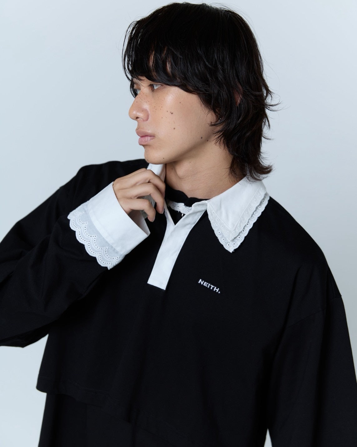 Double Collar Rugger Shirt (Black)