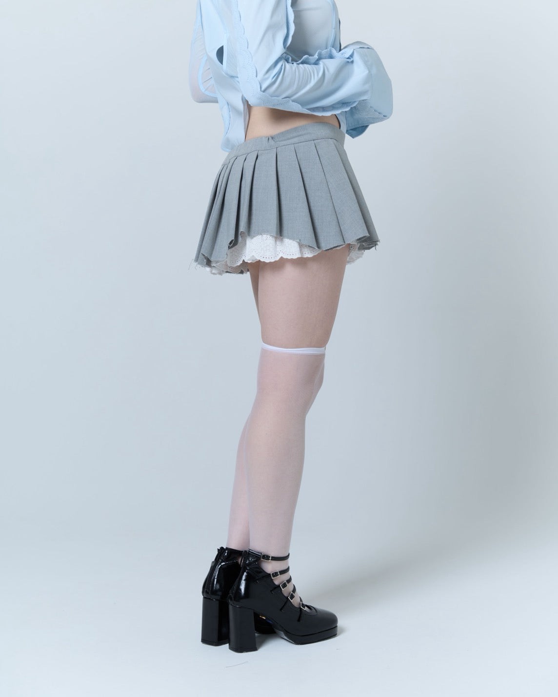 Destroyed Micro Mini Skirt (Gray)