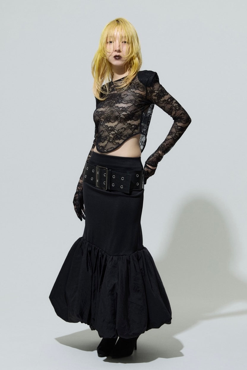 Leather Balloon Dresskirt(Black)