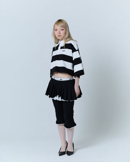 Double Collar Rugby Shirt (White×Black)