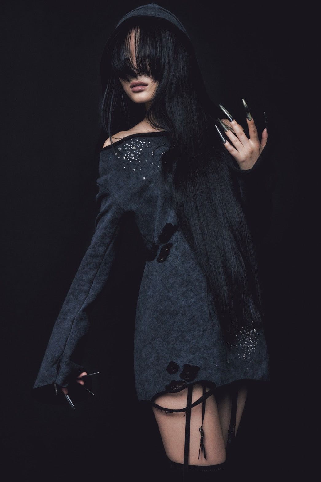 Love Veil Sweat Dress(Black)