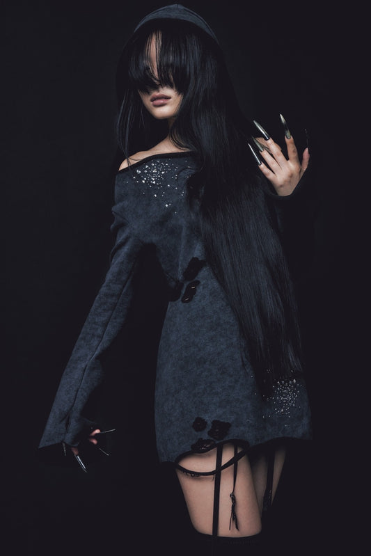 Love Veil Sweat Dress(Black)