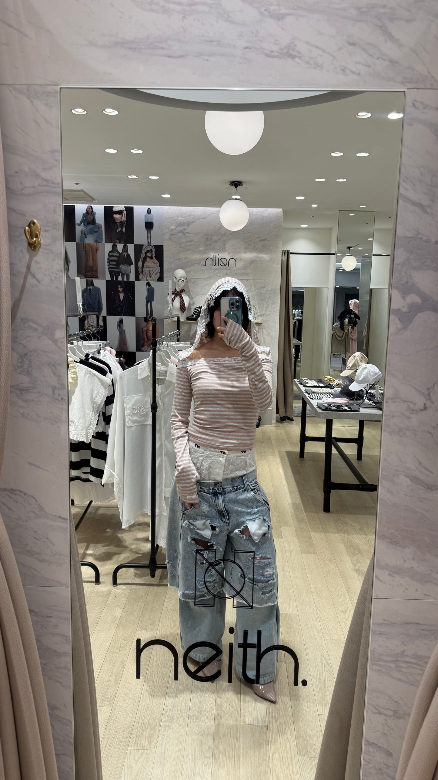 Destroyed Denim and Leg cover (Blue)