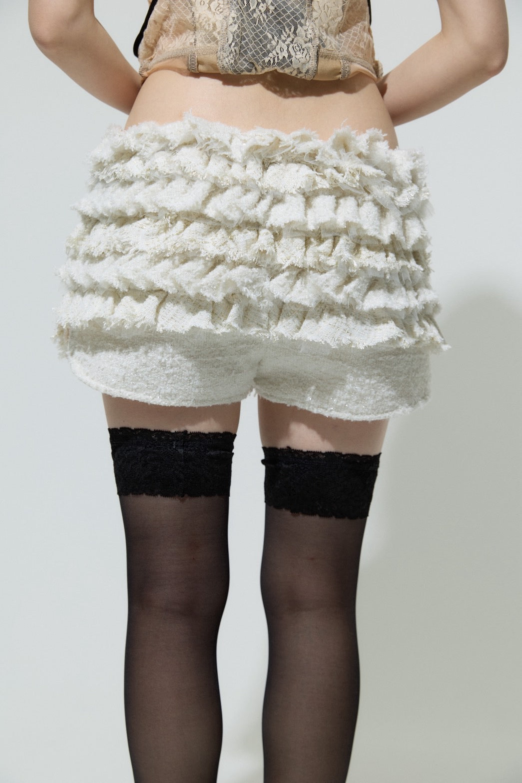 Tweed Frill Running Pants(Ivory)